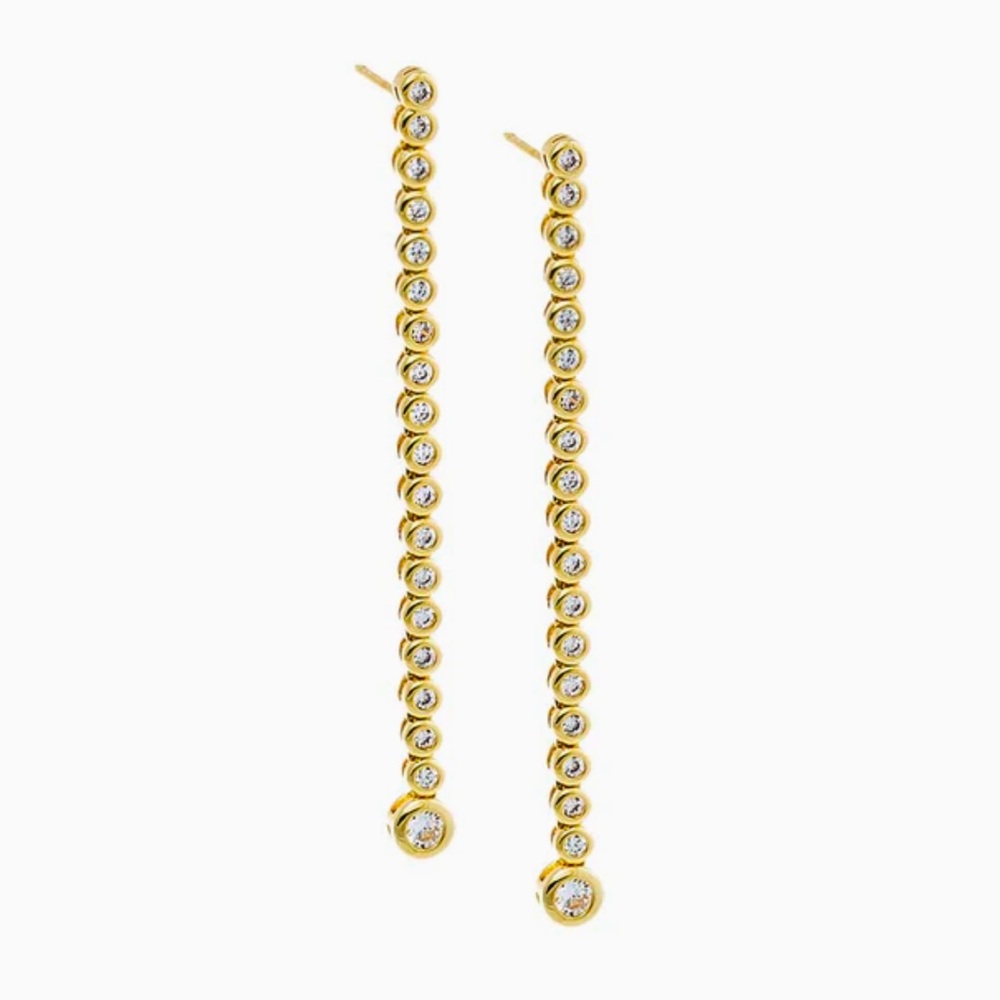 CZ Bezel Fancy Tennis Drop Stud Earring